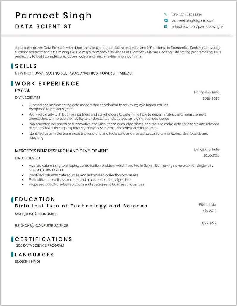 Strong Skills Comuter Science Resume