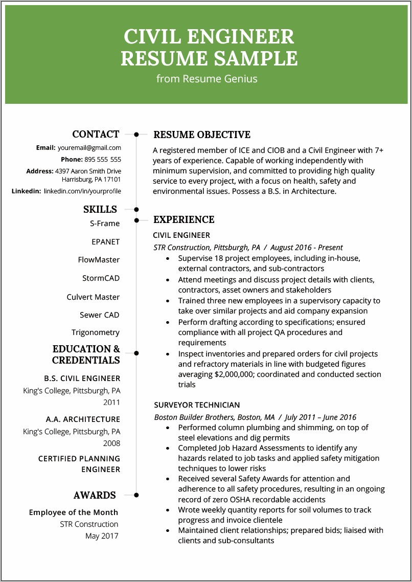 Strucutural Engineering Resume Student Objective