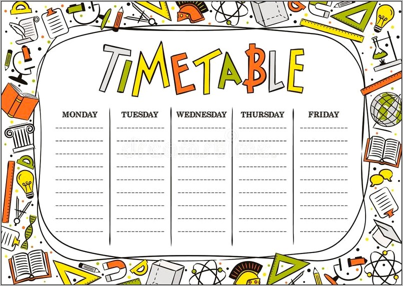 Student 5 Day School Schedule Template Free