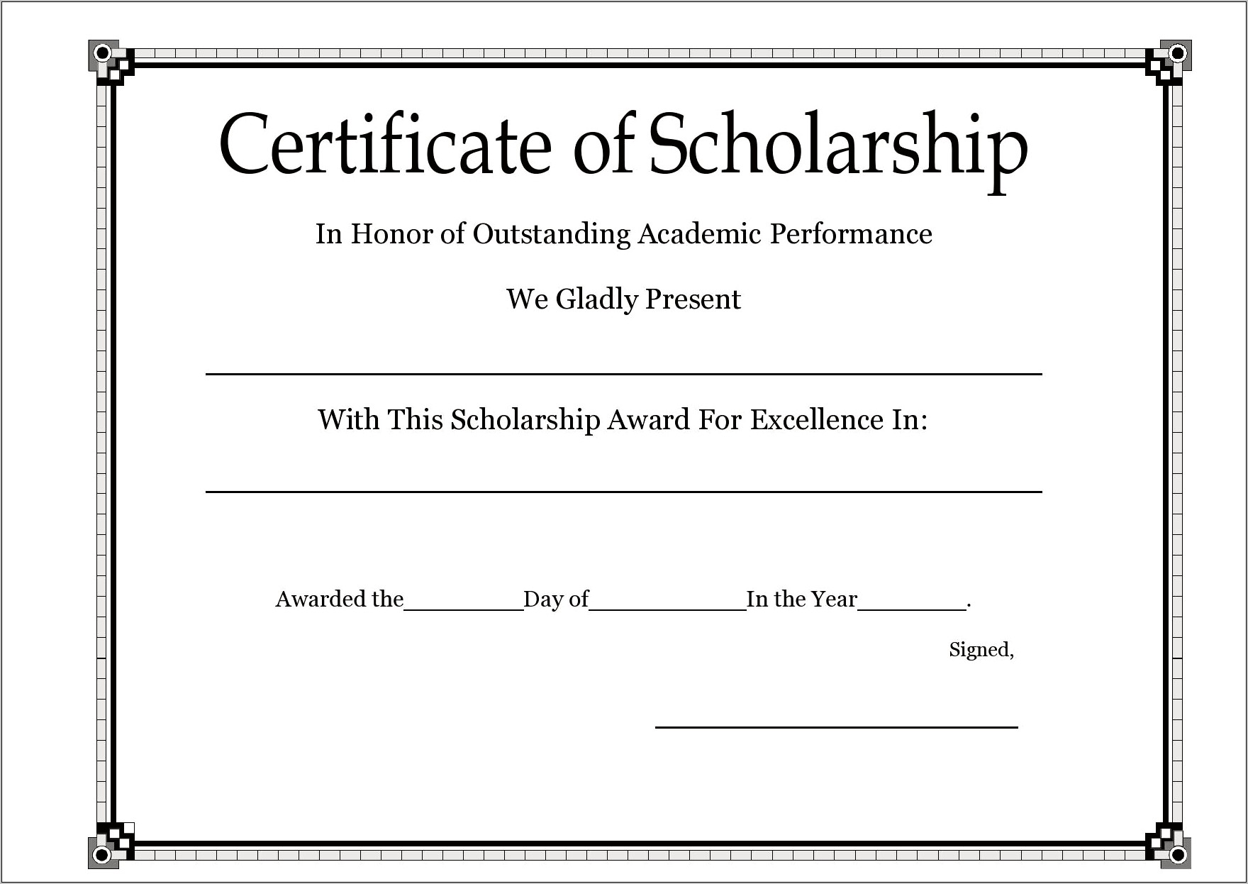 Student Certificate Of Excellence Google Template Free