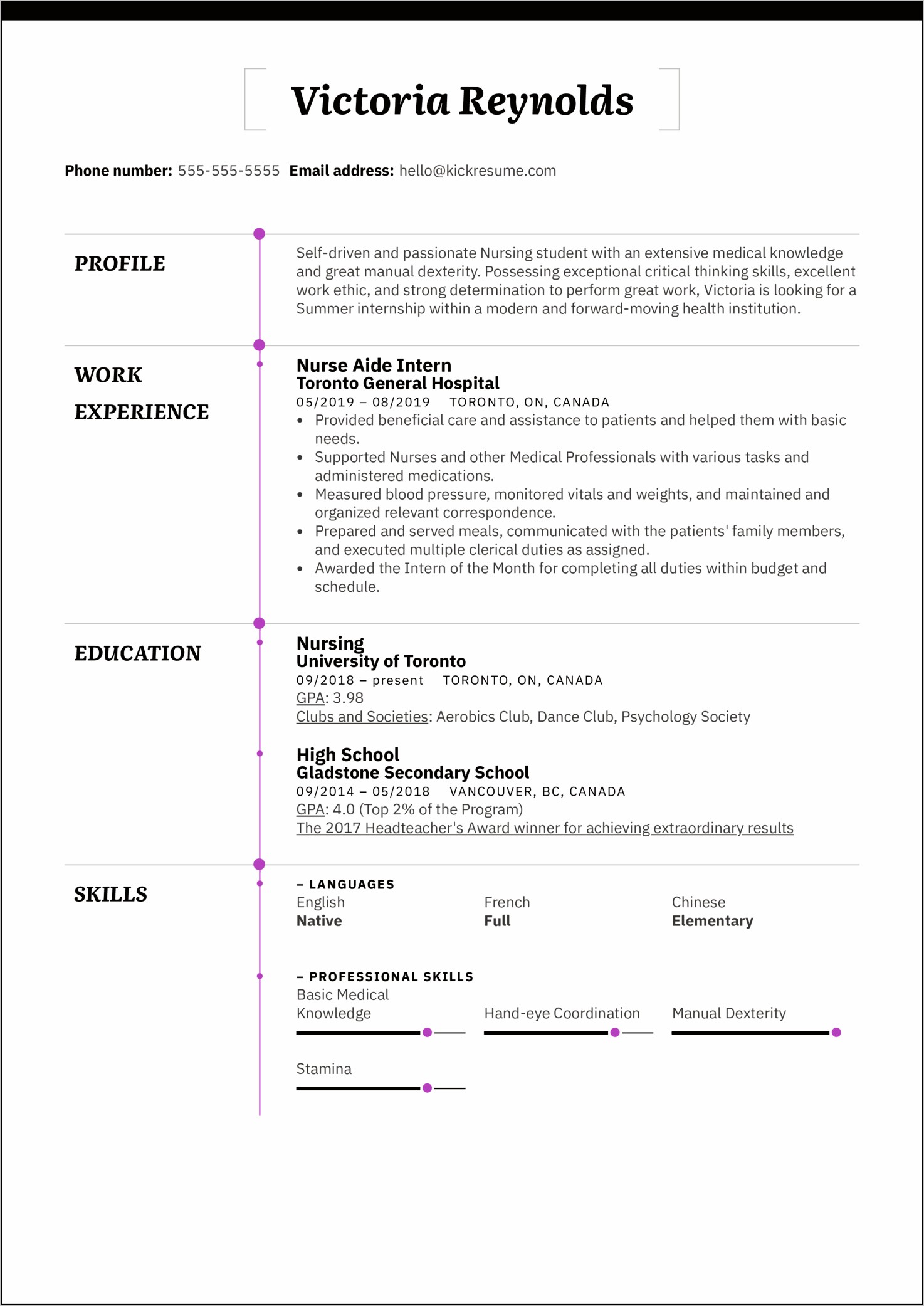 Student Nurse Example Of Resume