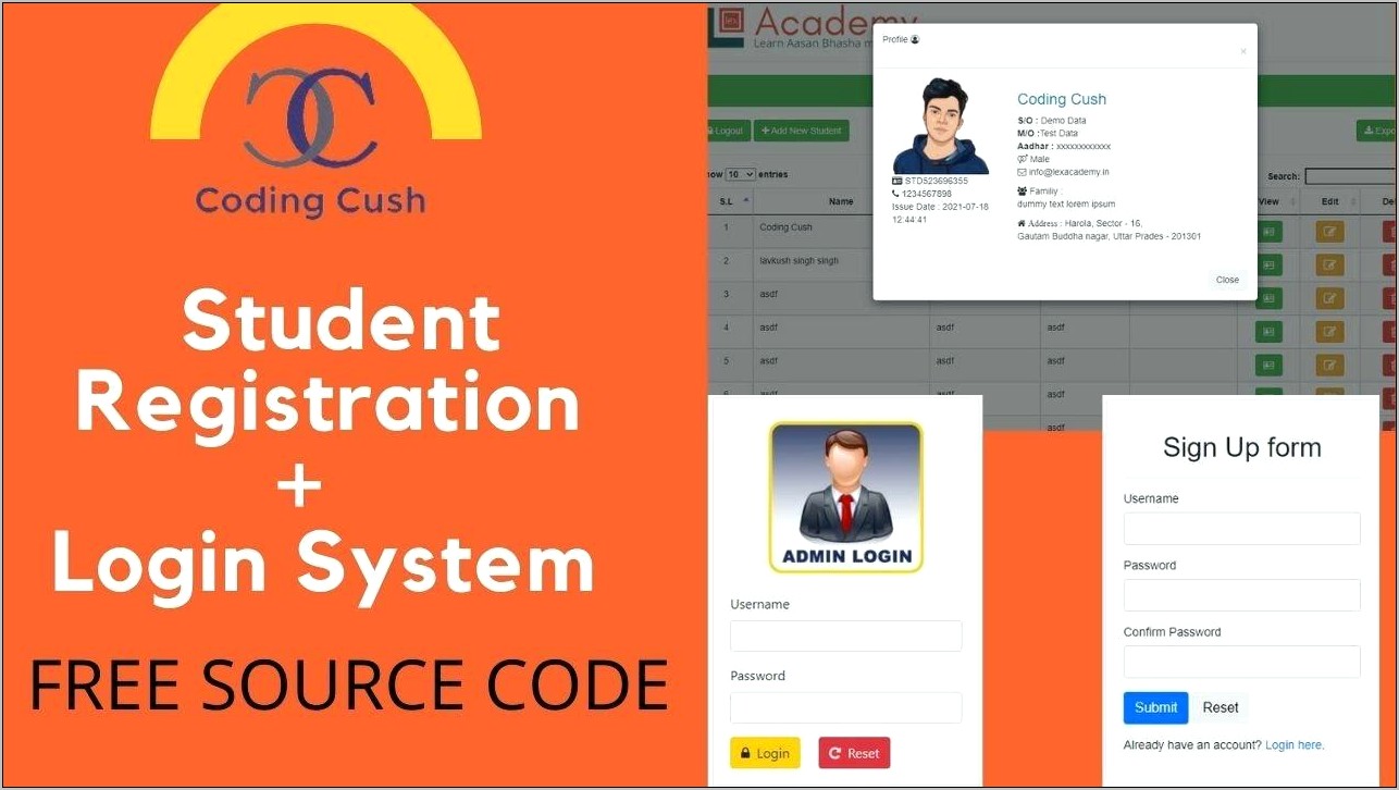 Student Registration Form Template Free Download In Php