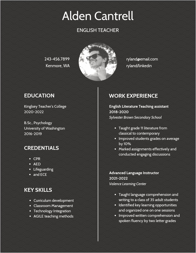 Student Teaching Sample Resume Templates