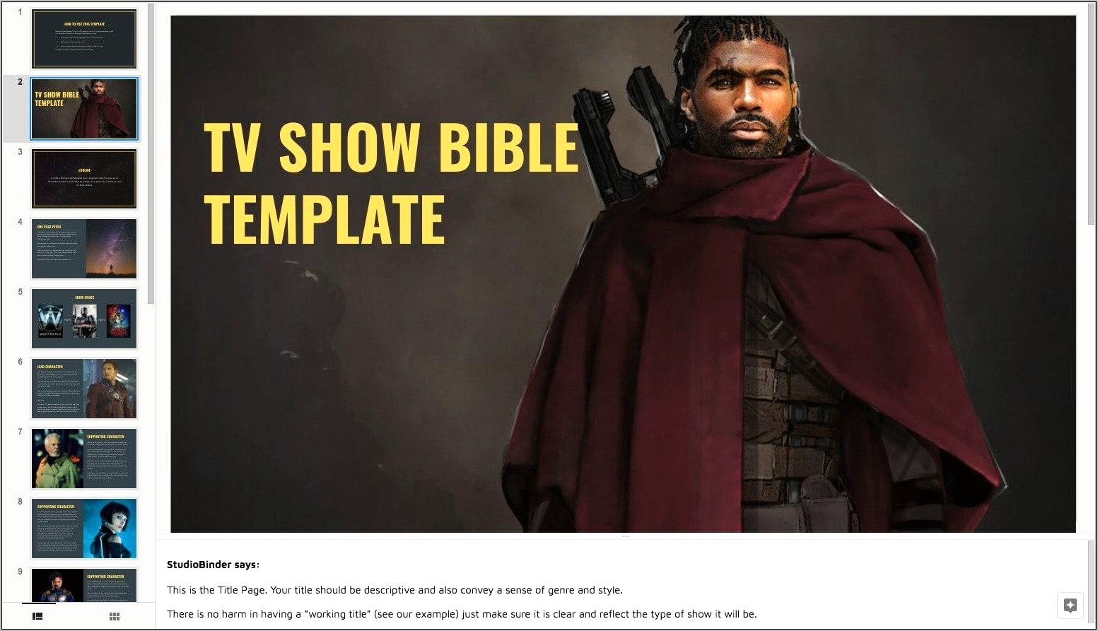 Studiobinder Free Tv Show Pitch Bible Template