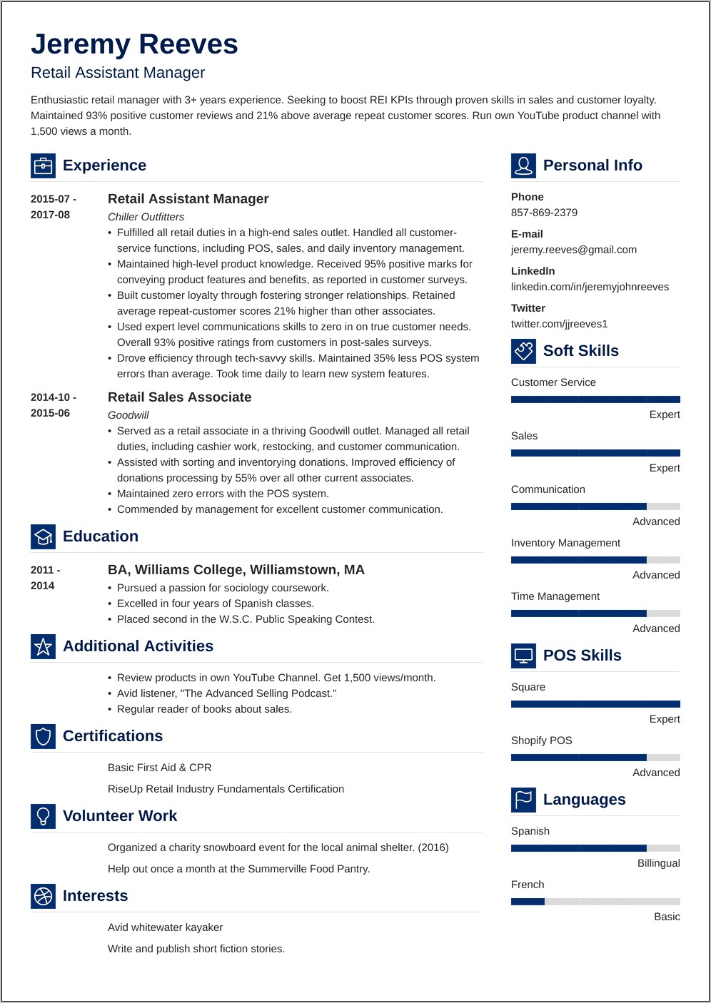 Subway Assistant Manager Resume Sample