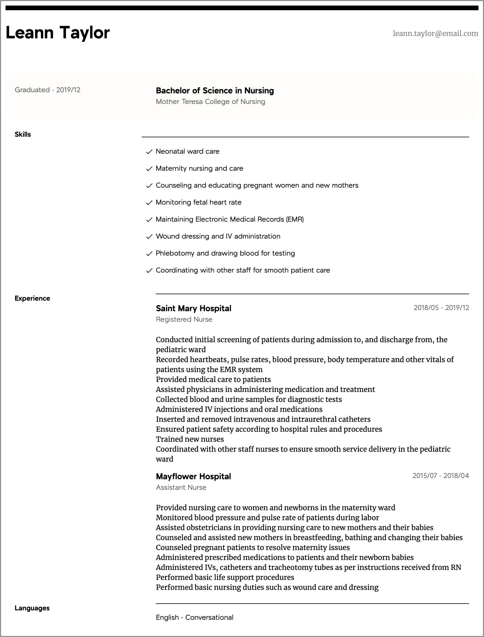 Summary For Nursing Resume Examples