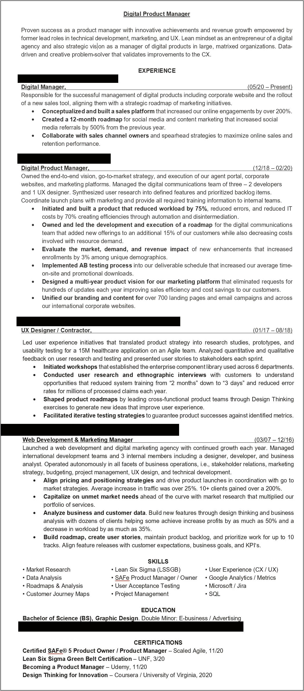 Summary For Product Manager Resume