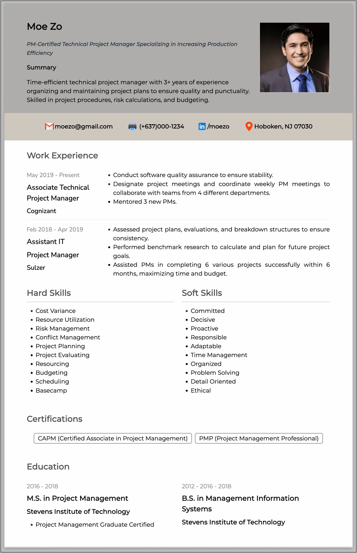 Summary For Resume Project Management