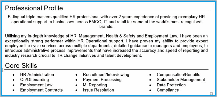 Summary Objective For A Resume