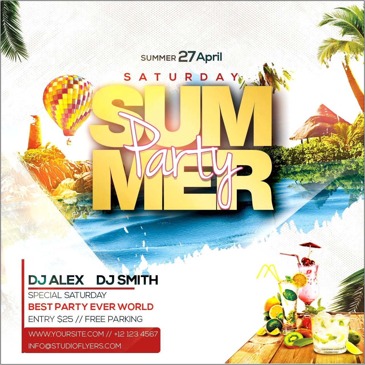 Summer Beach Party Flyer Template Free Psd