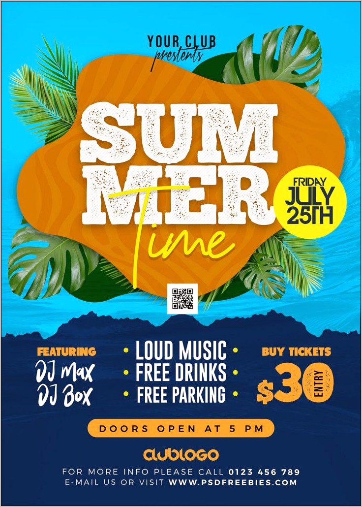 Summer Music Party Free Flyer And Poster Template