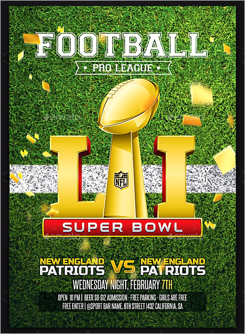 Super Bowl 2015 Party Flyer Template Free