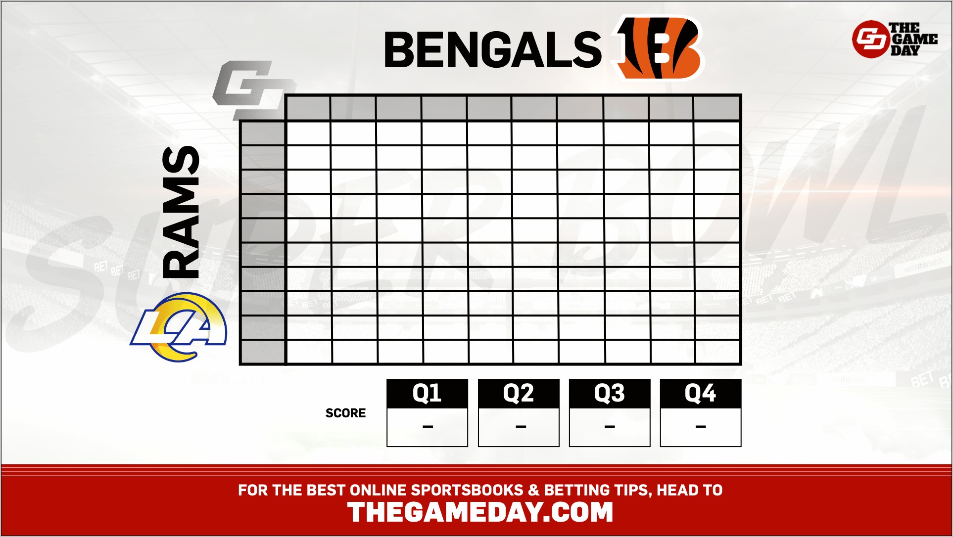 Super Bowl Board Template 25 Squares Free Printable