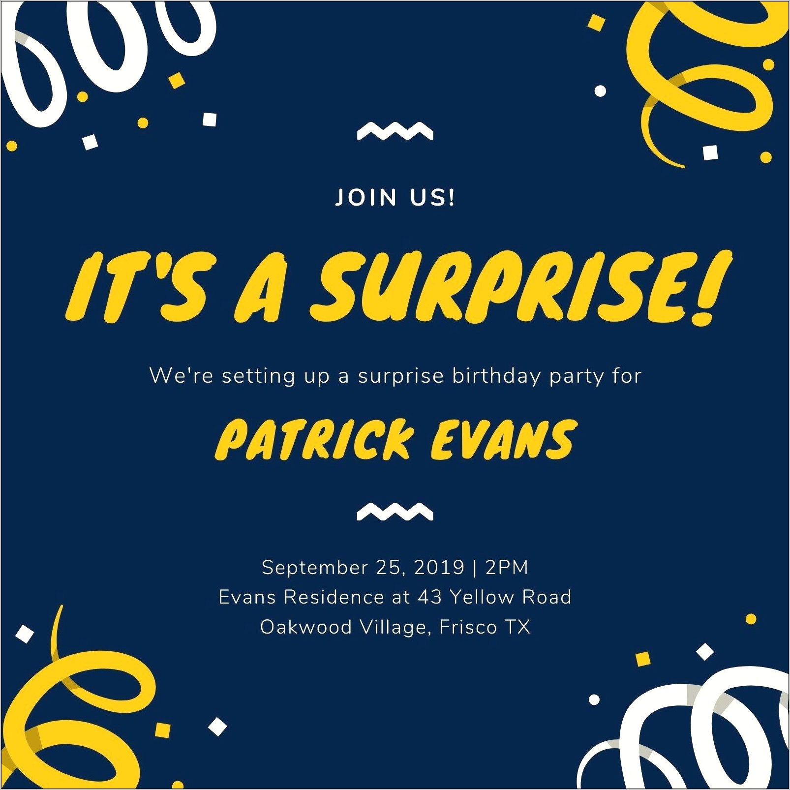 Surprise Birthday Invitation Card Template Free Download