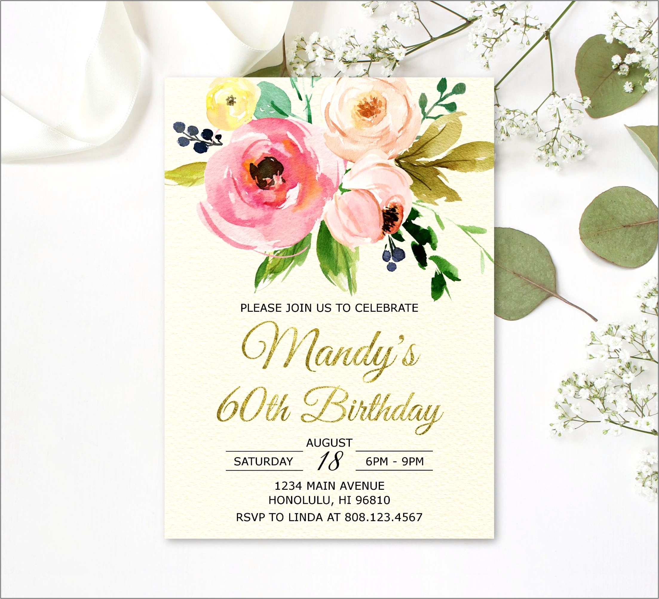 Surprise Party Templates For Free With Pink Flowers