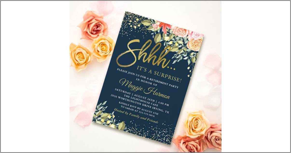 Surprises Retirement Party Invitation Template Free Flowers