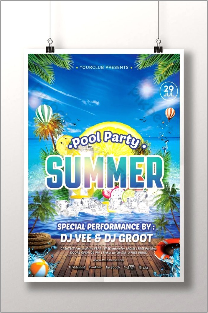 Swimming Pool Party Flyer Templates Free Download