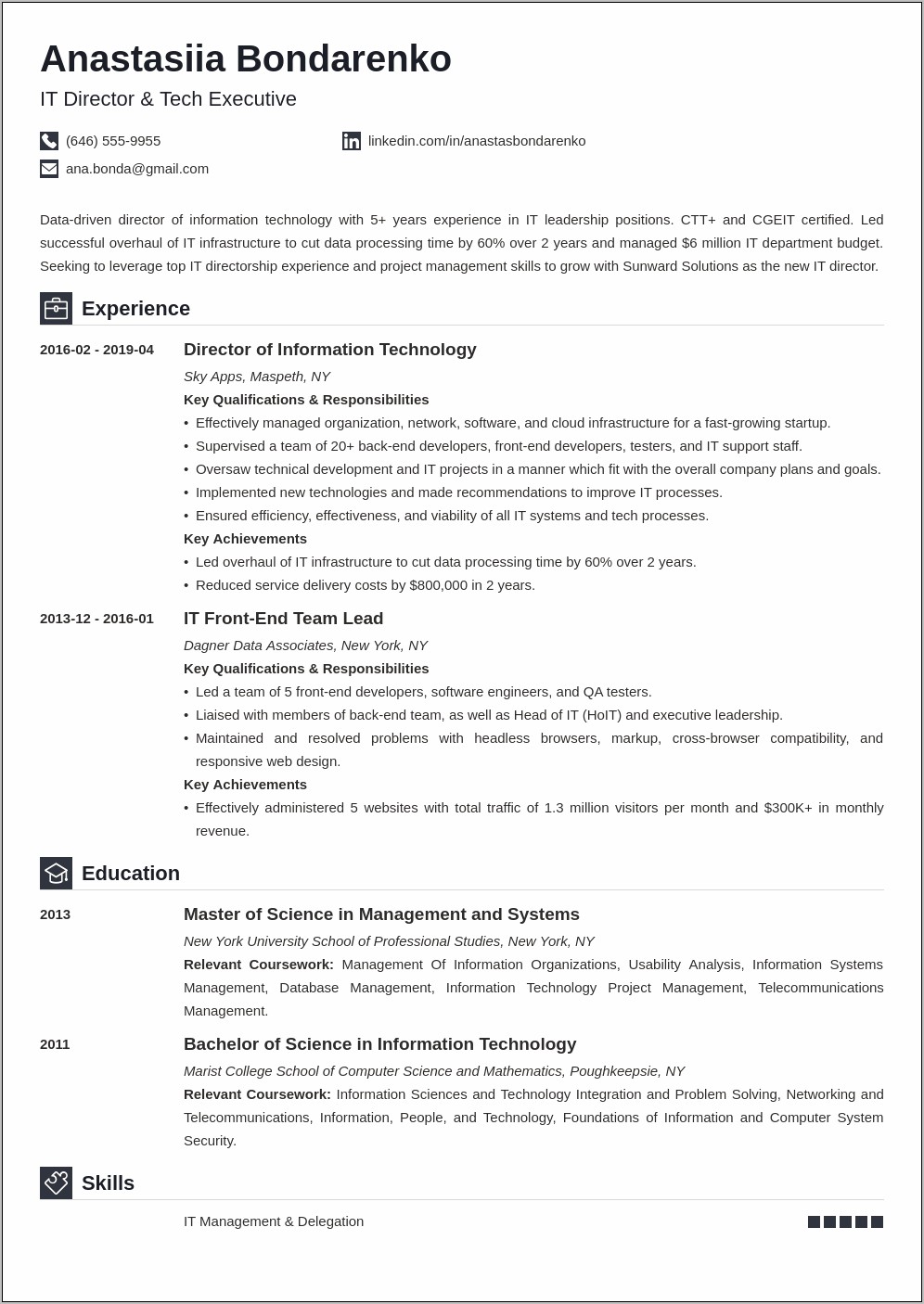 System Integration Project Management Resume