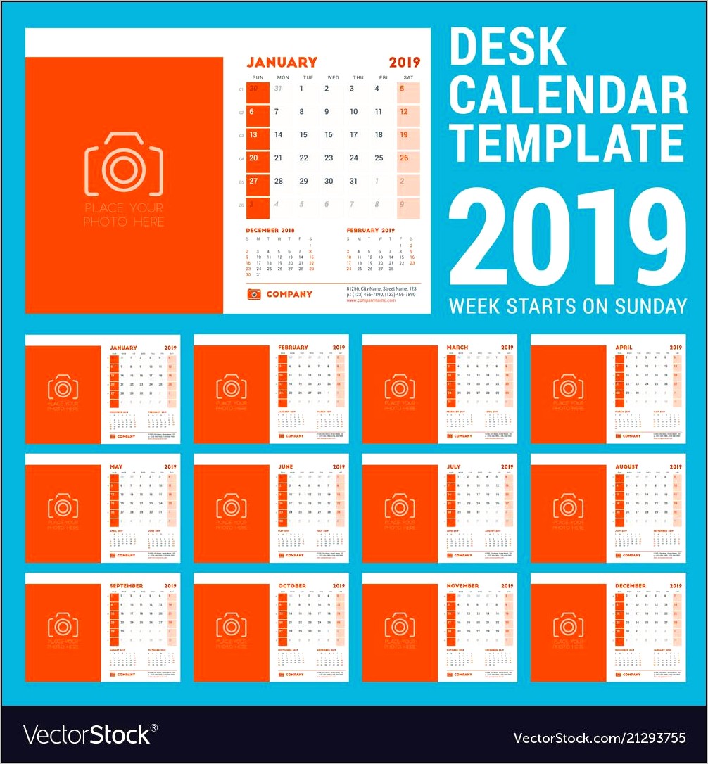 Table Calendar 2019 Design Templates Free Download