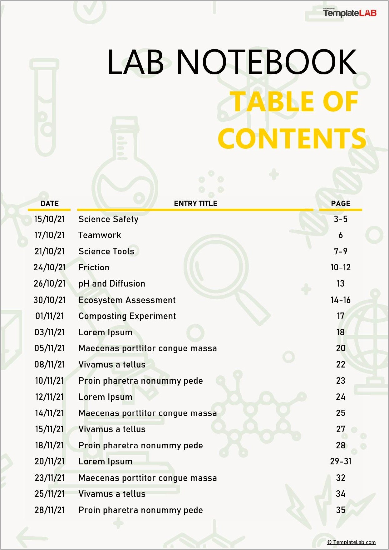 Table Of Contents Word 2013 Template Download