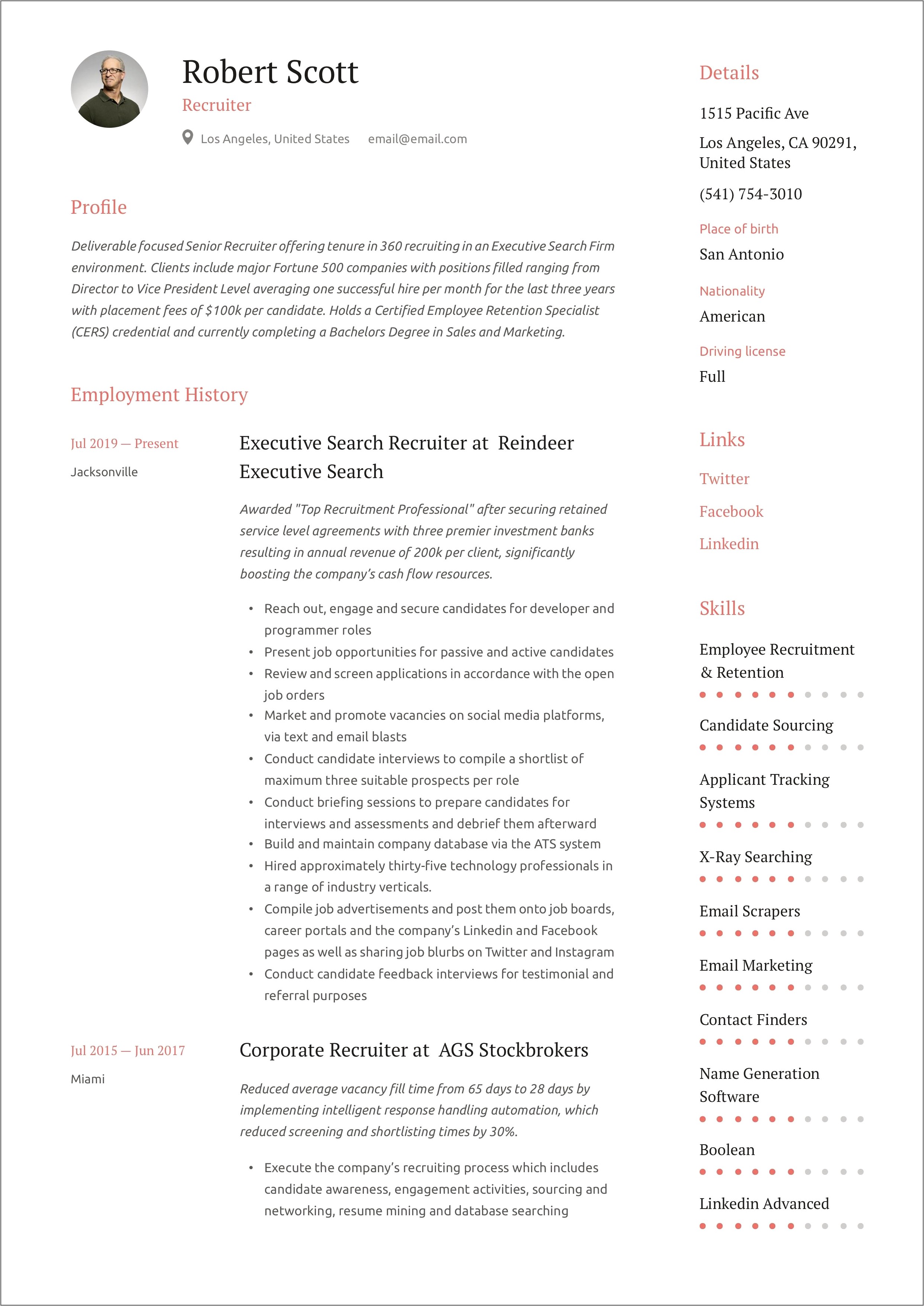 Talent Acquisition Director Resume Sample
