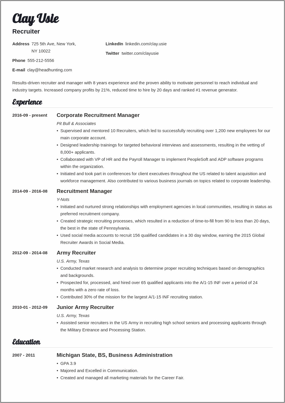 Talent Acquisition Specialist Resume Objective