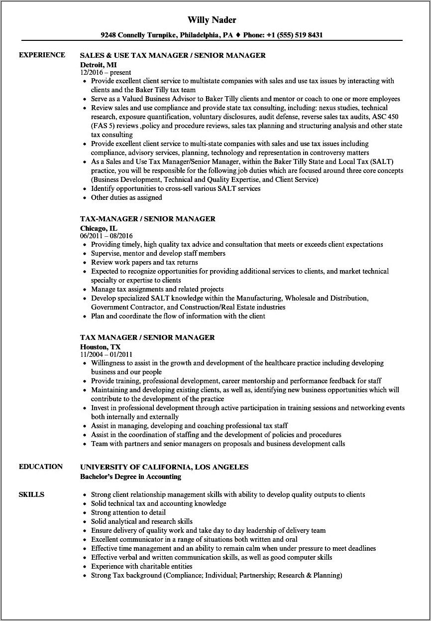 Tax Accountant Office Manager Resume