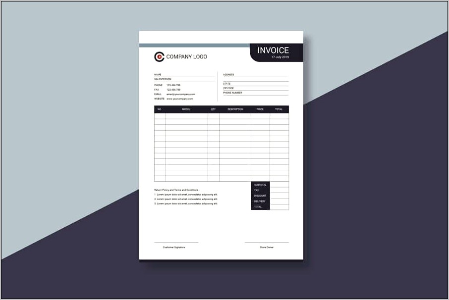 Tax Invoice Template Word Doc Free Download