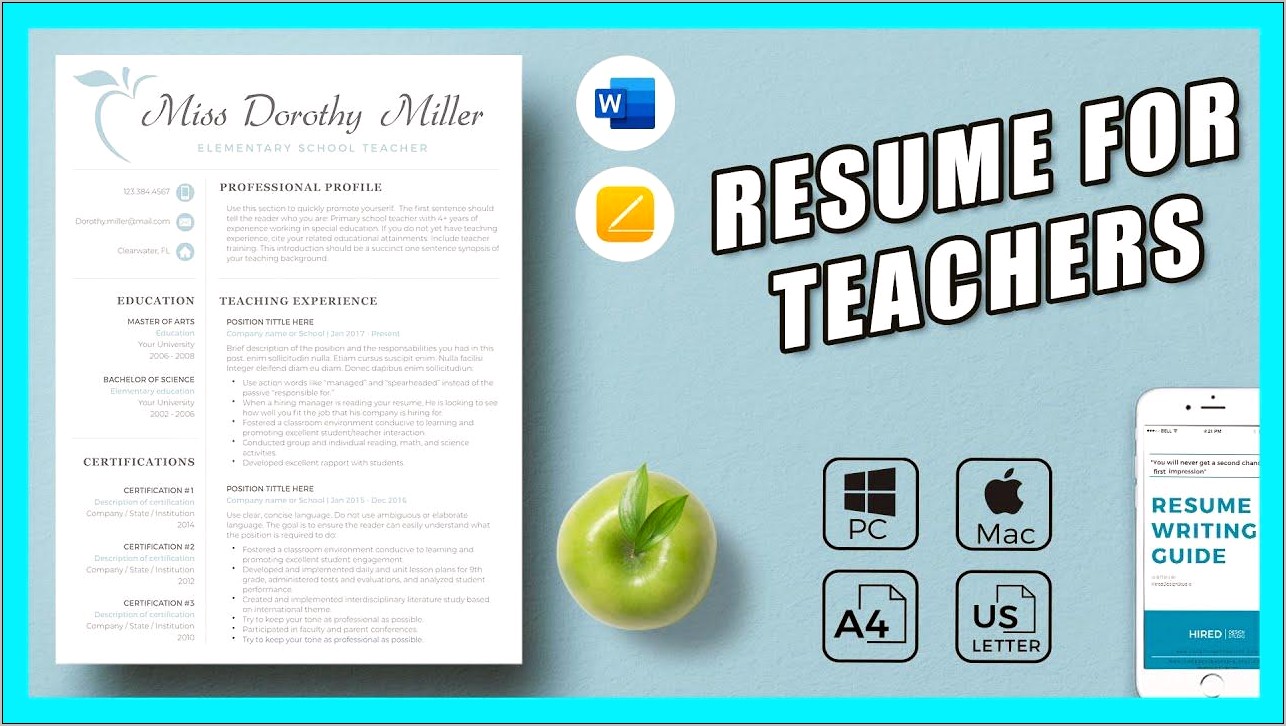 Teacher Resume Sample In Word