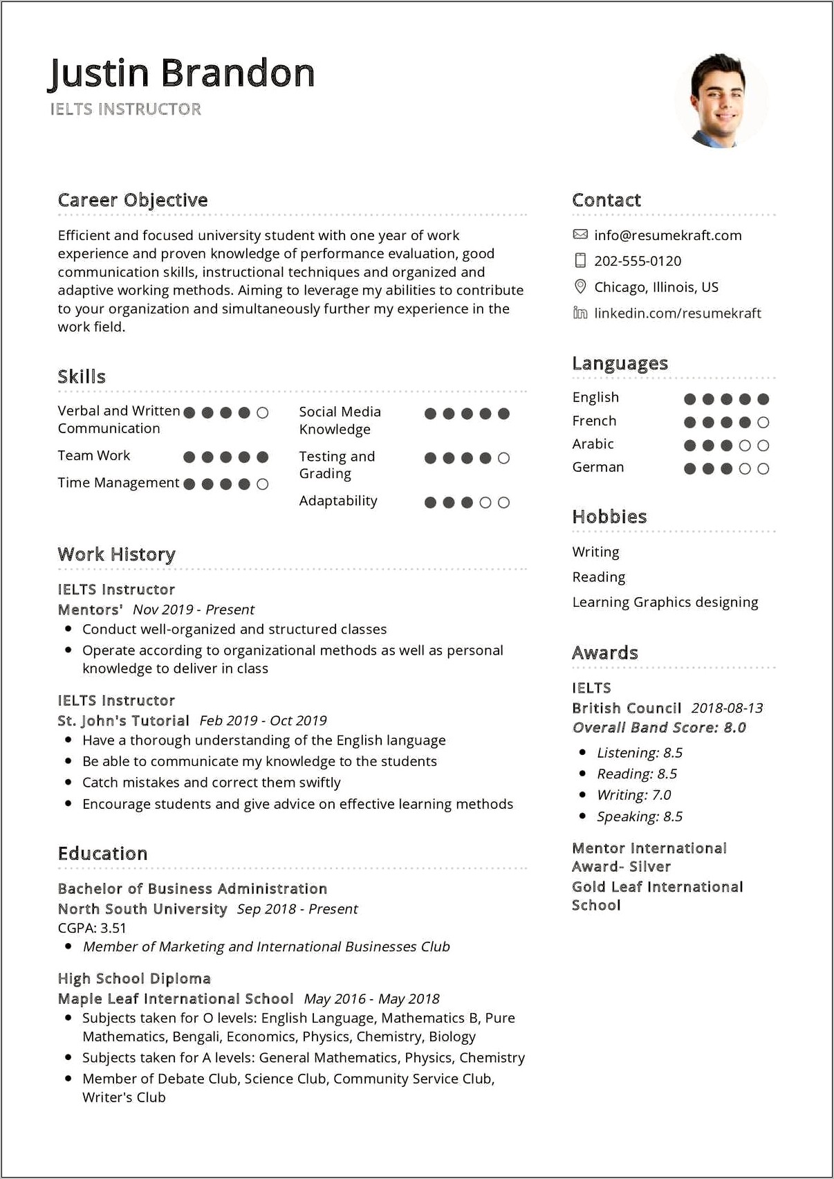 Teacher Resume Summary Statement Examples