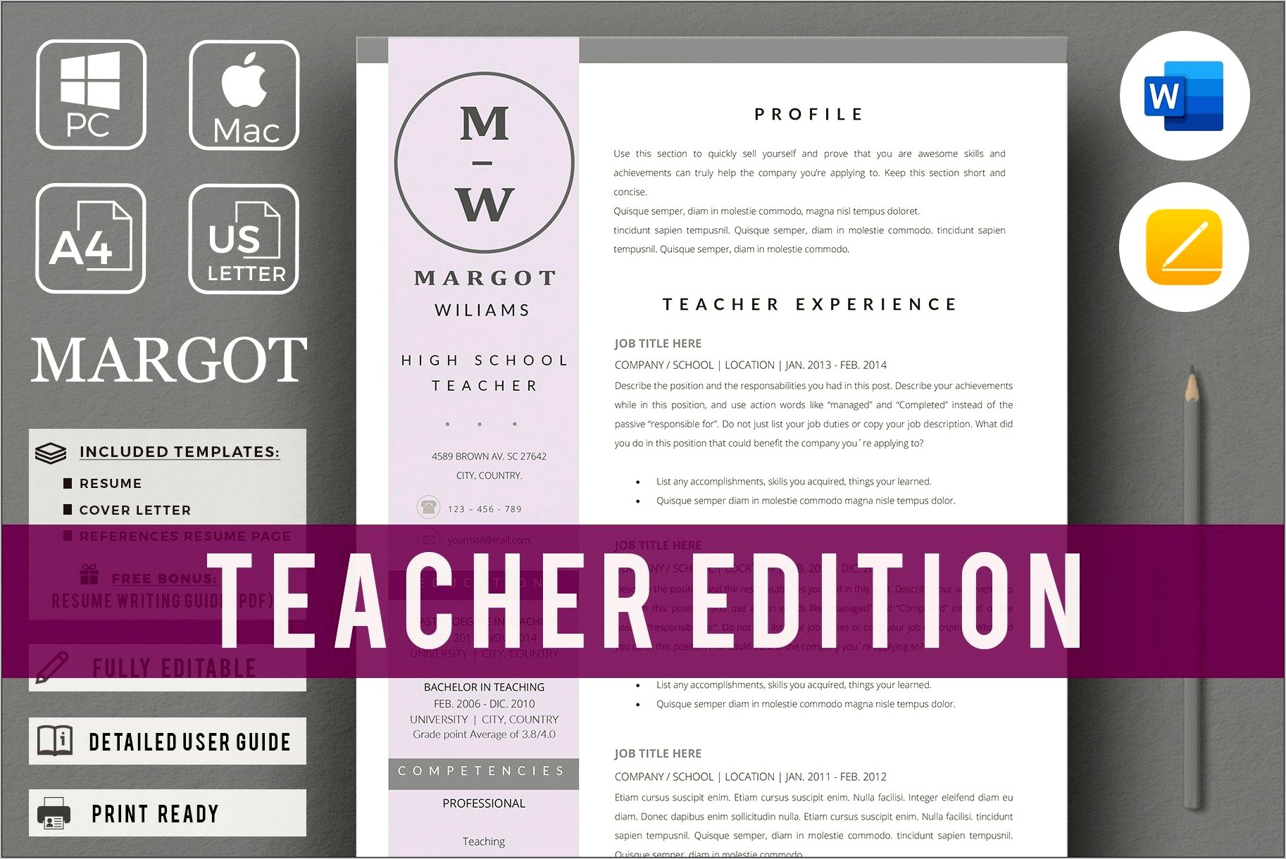 Teacher Resume Template Free Download