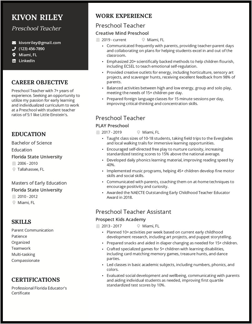 Teacher Sample Resume Core Qualifications