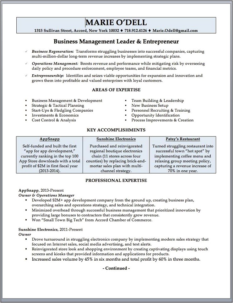 Tech Skills For Resume Entrepreneur