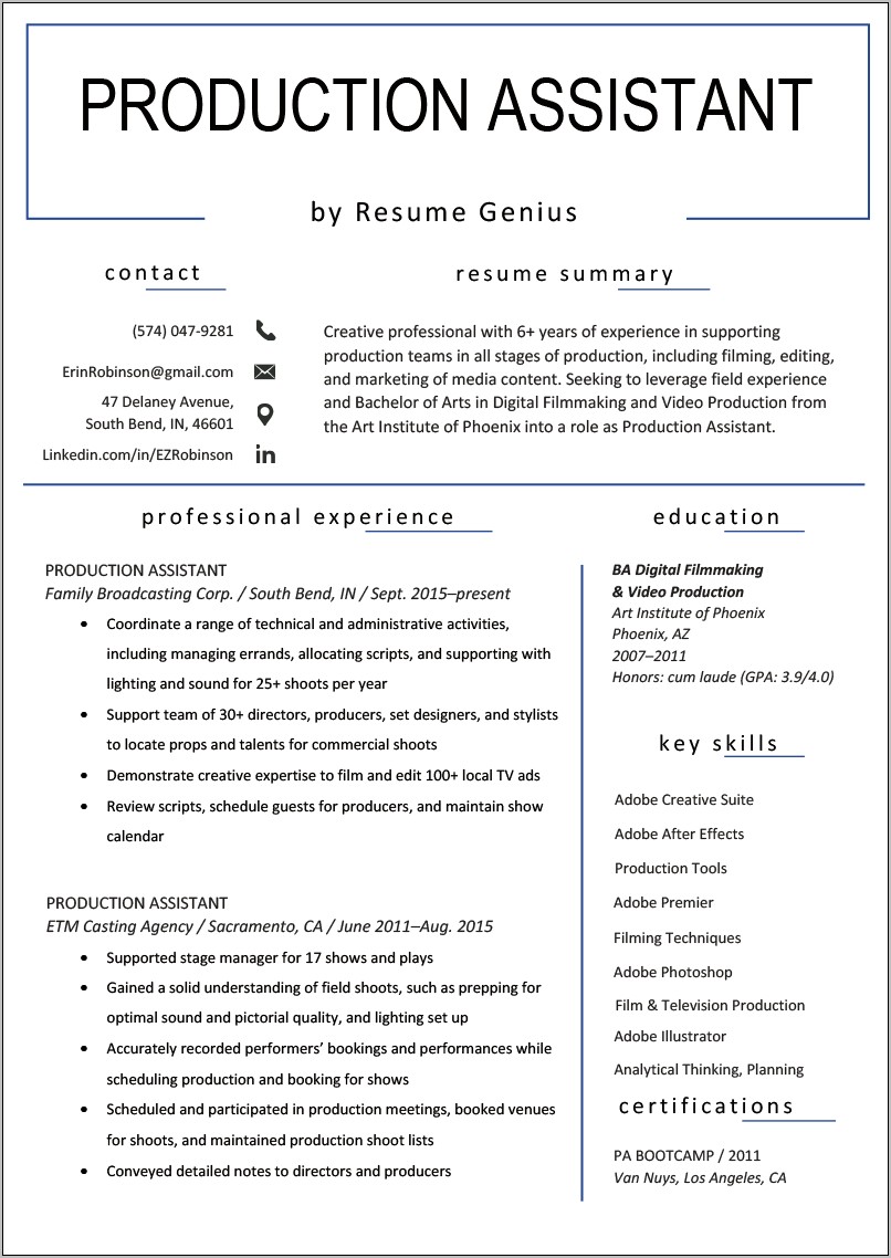 Technical Director Televison Resume Examples