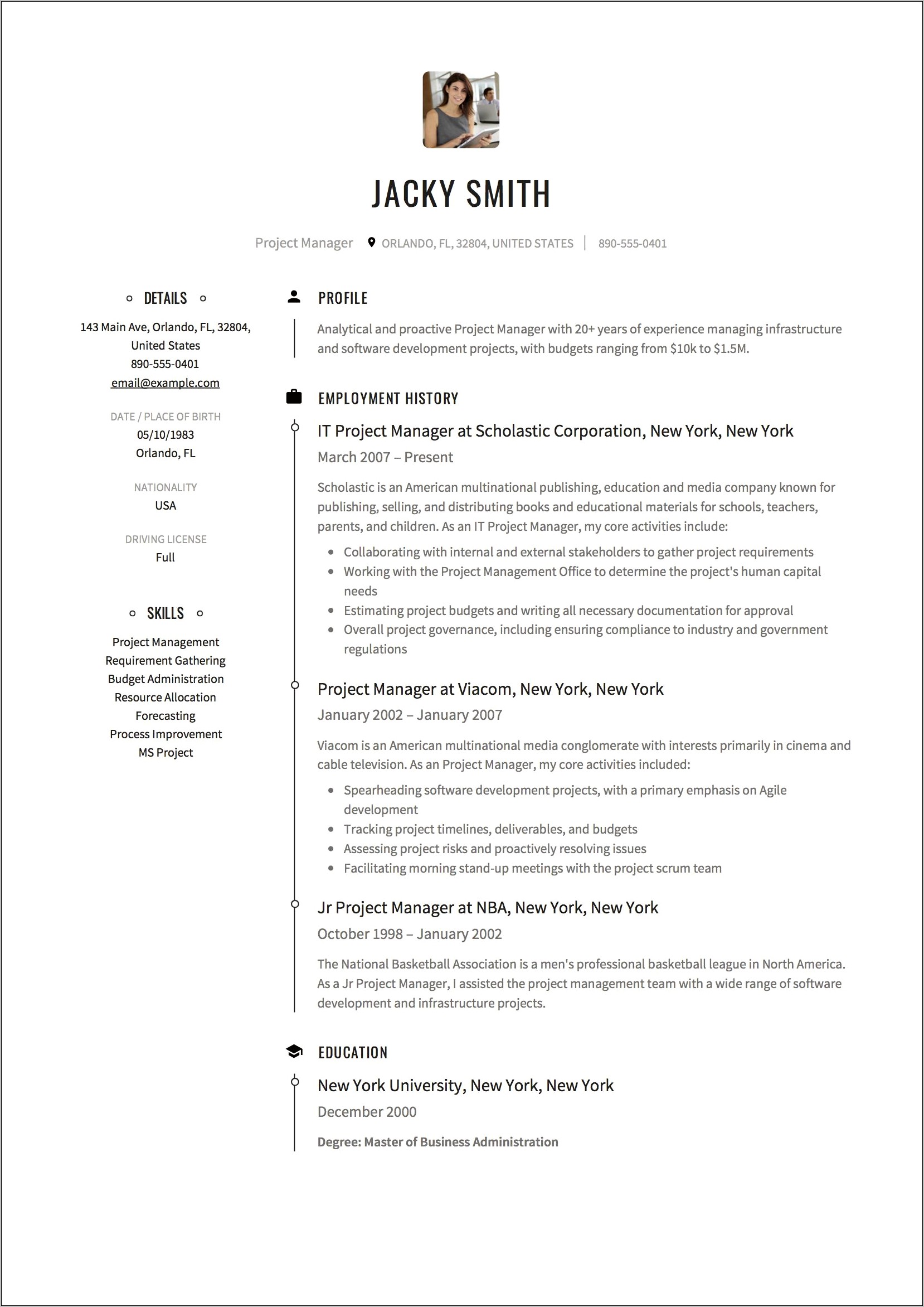 Technical Project Manager Resume Objective