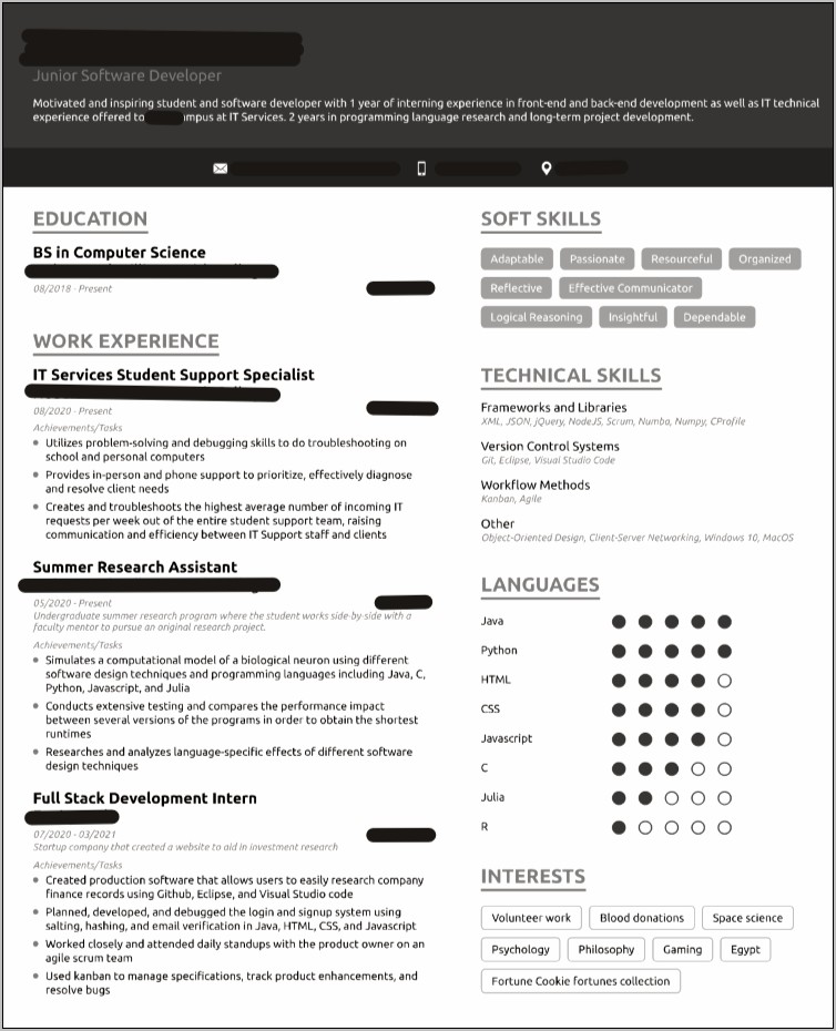 Technical Skills Computer Science Resume