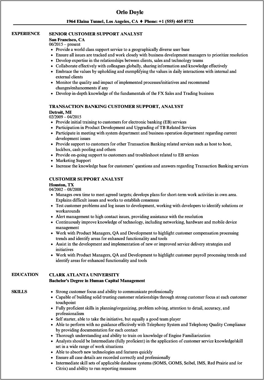 Technical Support Analyst Resume Objective