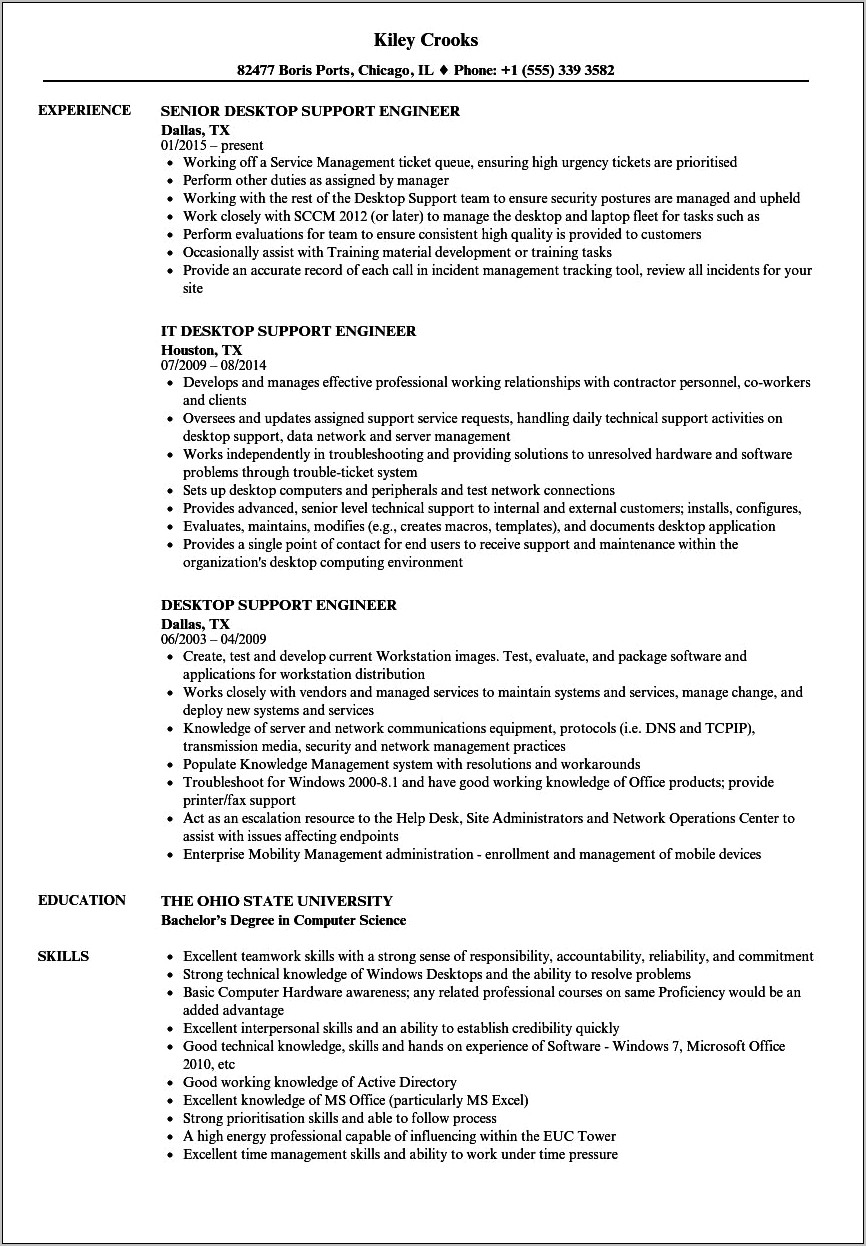 Technical Support Engineer Jobs Resume