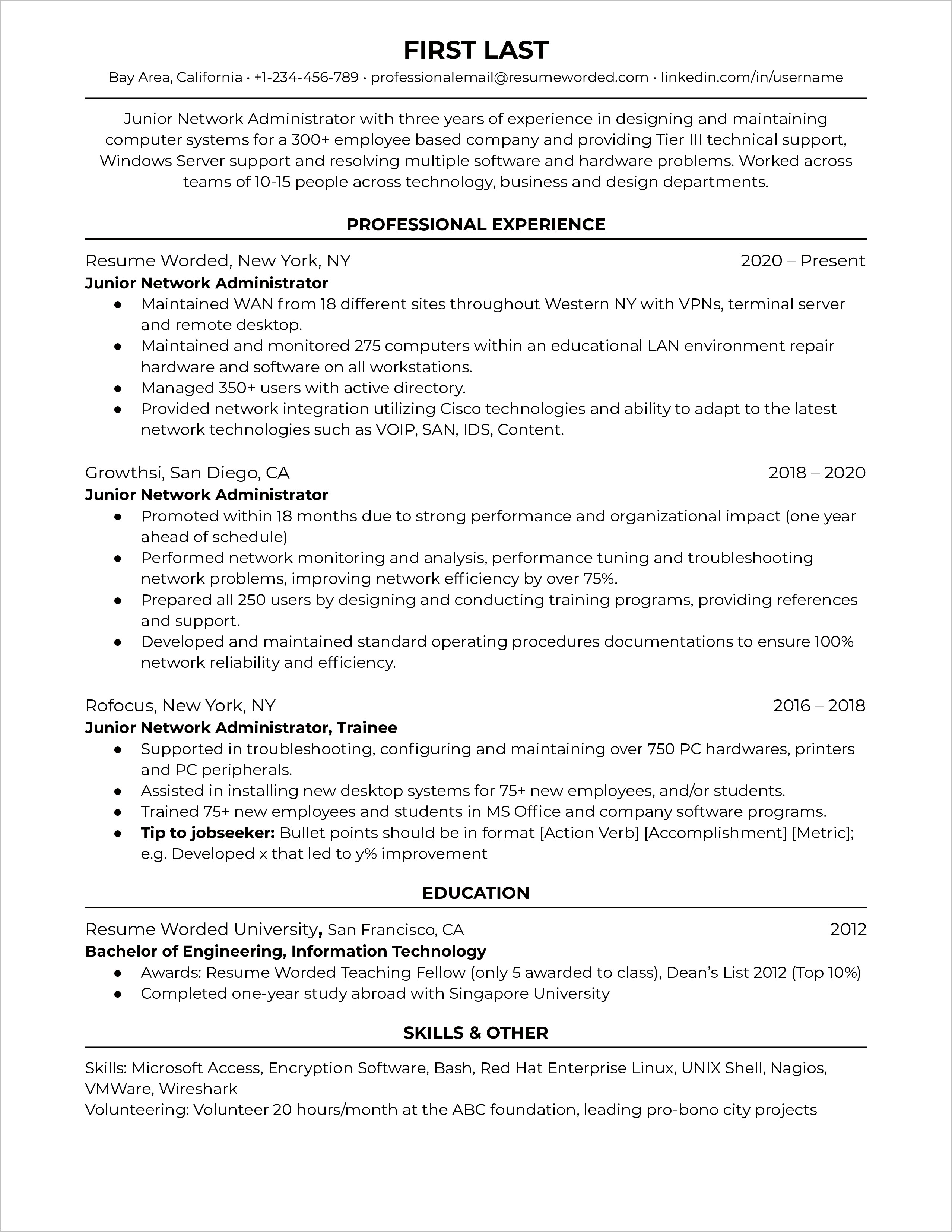 Technical Support Engineer Resume Objective