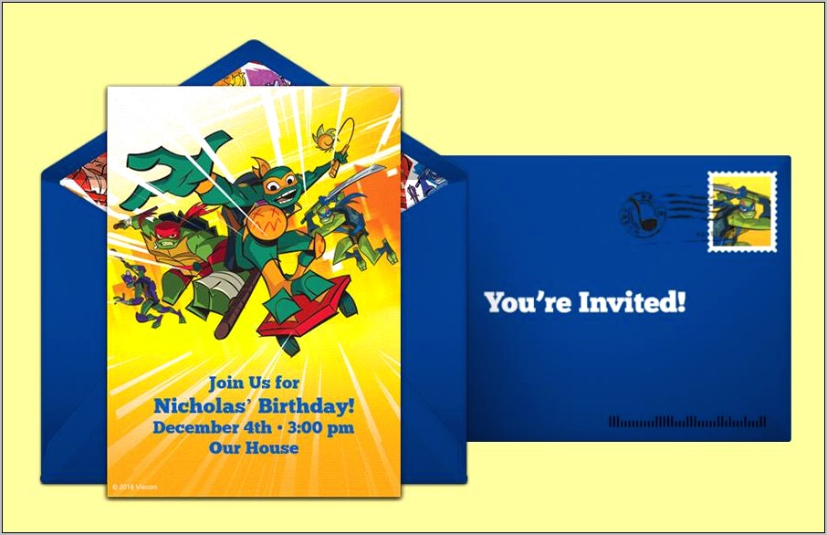 Teenage Mutant Ninja Turtle Party Invitations Free Template