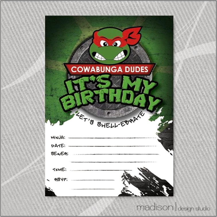 Teenage Mutant Ninja Turtles Party Invitation Template Free