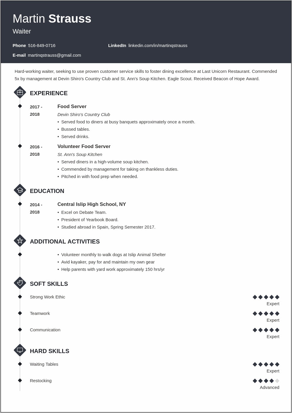 Teenagers First Job Resume Summary