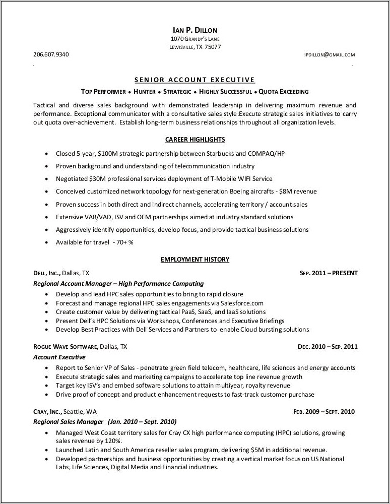 Telecom Sales Account Manager Resume