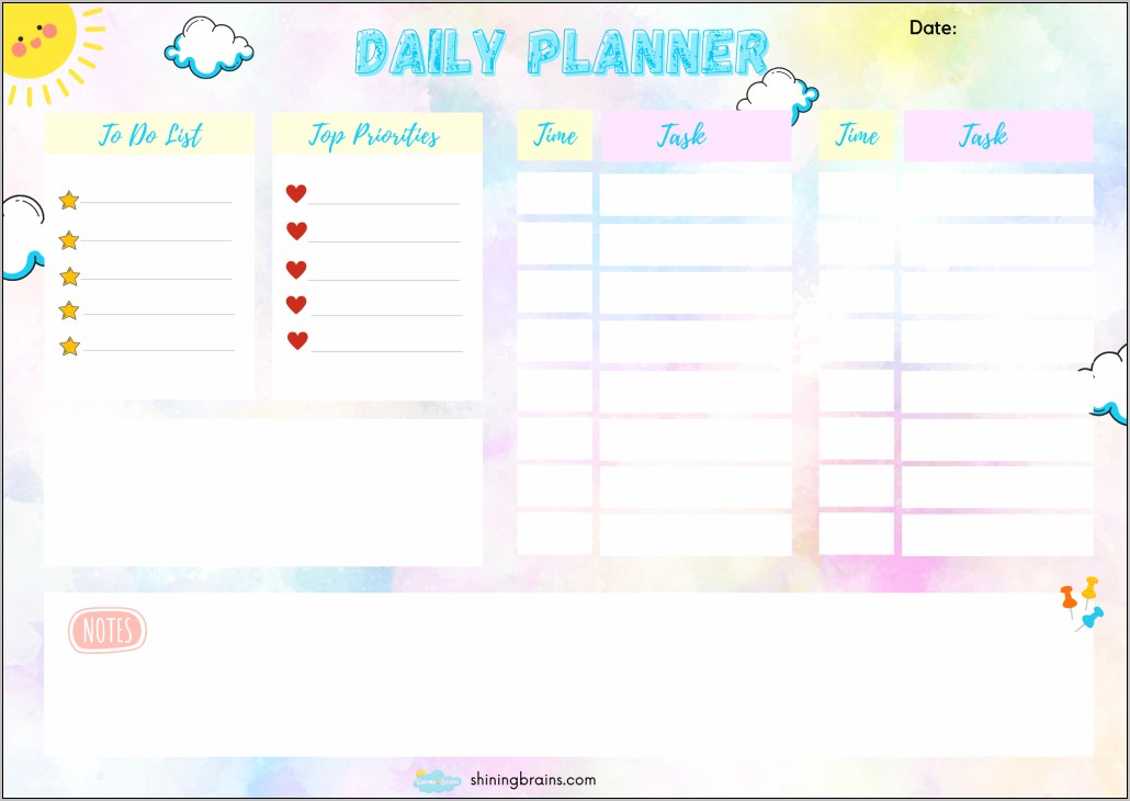 Template Daily Schedule Kids Free Download Word