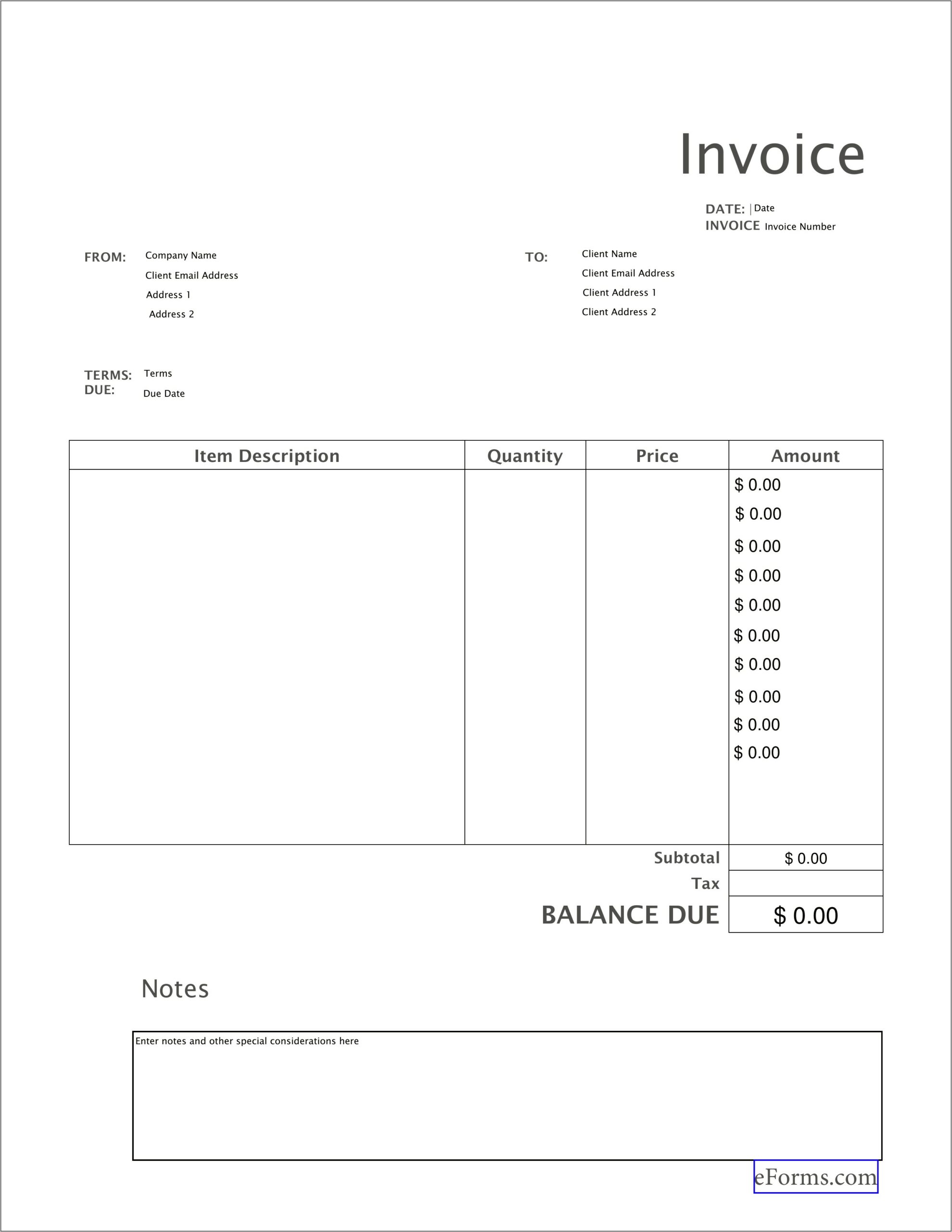 Template For Service Invoice In Word Free