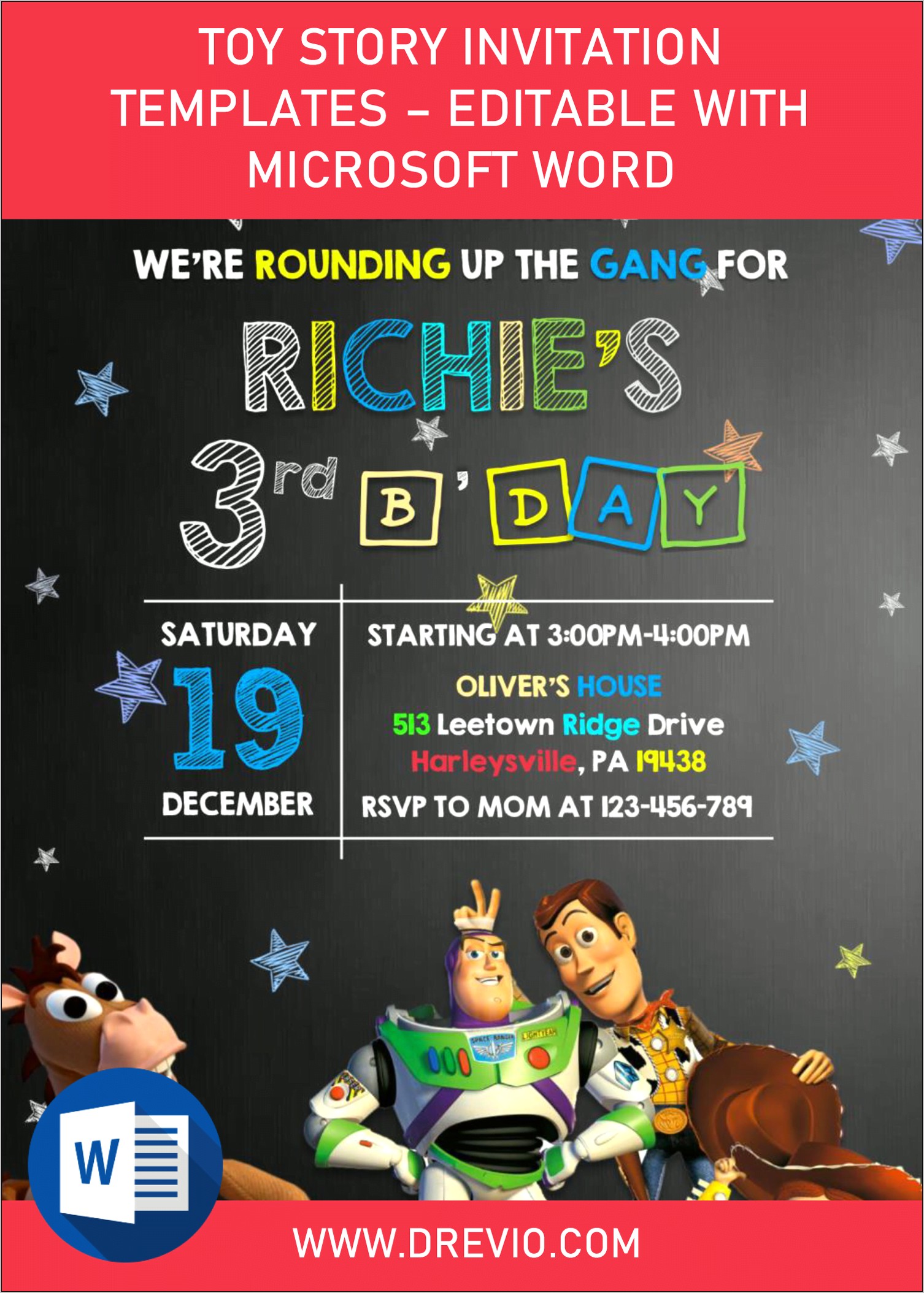 Template Free Toy Story 4 Party Invitations