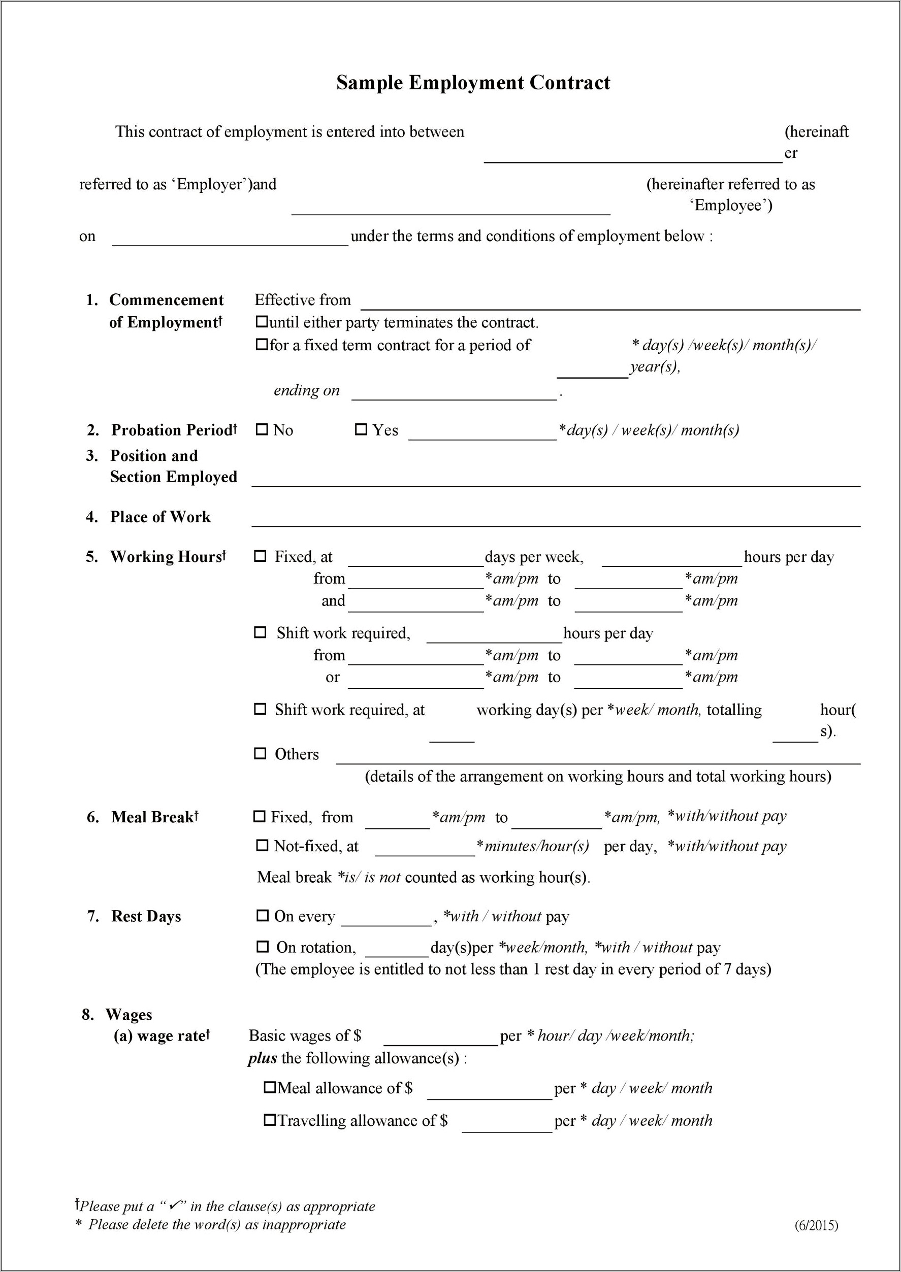 Terms And Conditions Of Employment Free Template