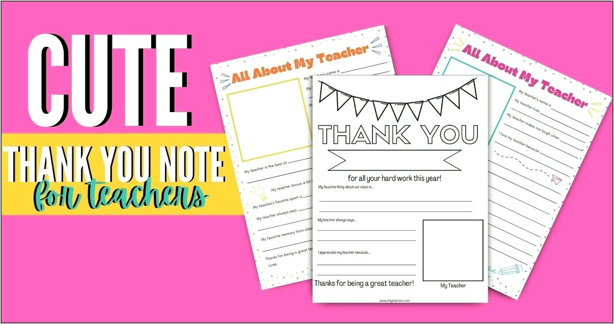 Thank You Letter Template For Teacher For Free