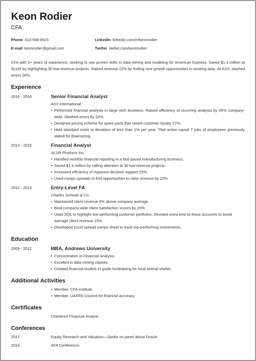 The Best Financial Advisor Resume