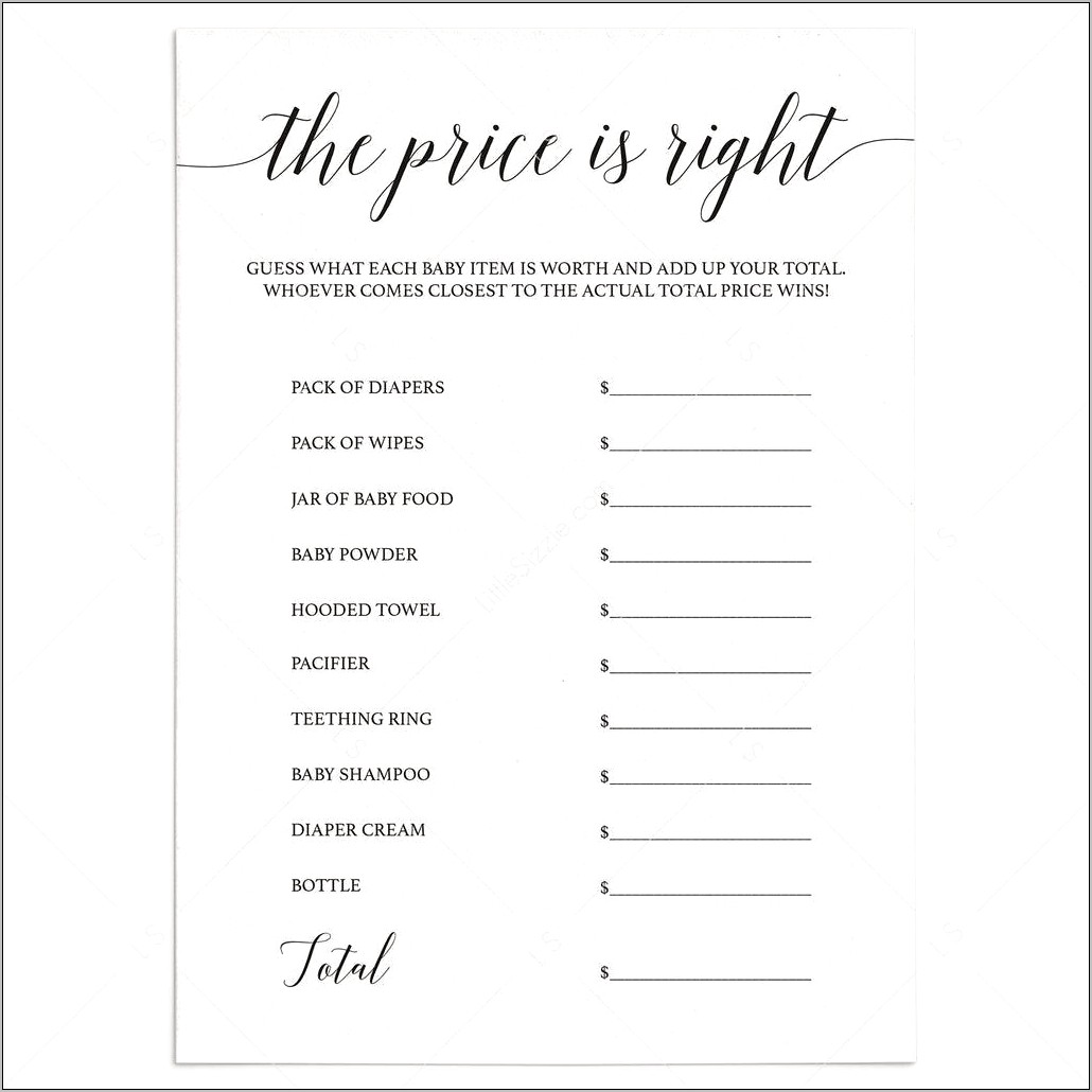 The Price Is Right Game Free Template